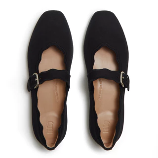 FITFLOP DELICATO WAVE-EDGE CANVAS MJ รองเท้าทรงบัลเล่ต์ผู้หญิง รุ่น A0I-001 สี BLACK