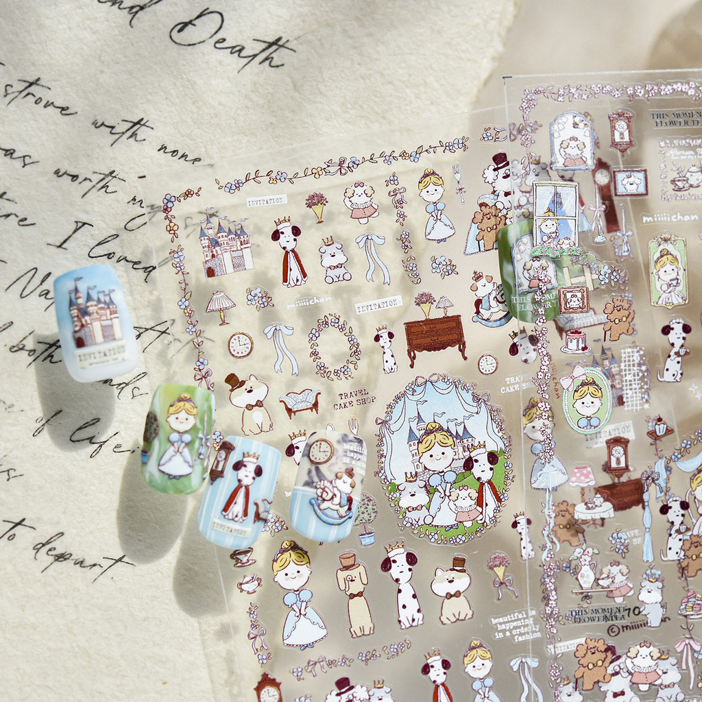 [Meow.Sensei] tomoni Thin Tough Barking Family Nails Stickers Cute Cartoon Children Creative Sticker