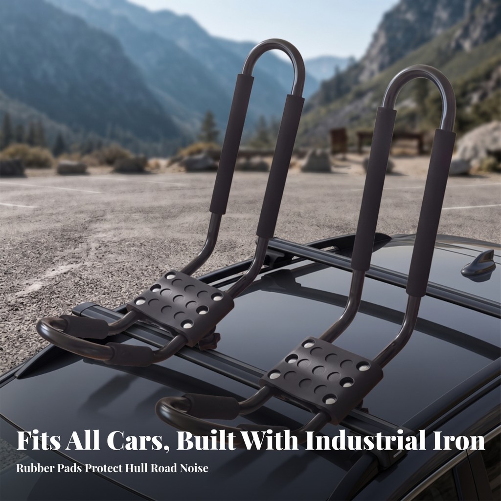 Kayak Rack พร้อมอุปกรณ์ติดตั้ง Heavy-Duty Kayak Carrier Rack โฟม Padding Kayak Carrier Universal ยาว