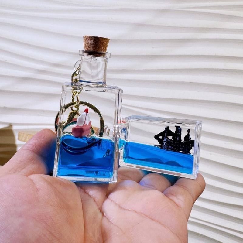 Seng Mini Marine Ship in Bottle Charm พวงกุญแจสําหรับกระเป๋าตกแต่งกระเป๋าเป้สะพายหลัง