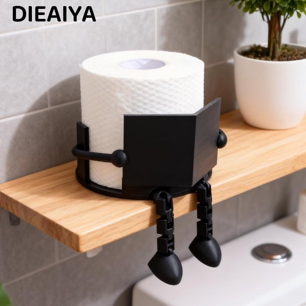 DIAYA ที่ใส่กระดาษชําระ, PP Table Stand Roll Towel Stand, พิมพ์อ่าน Buddy สีดําสีขาวแนวตั้งผู้ถือกระ