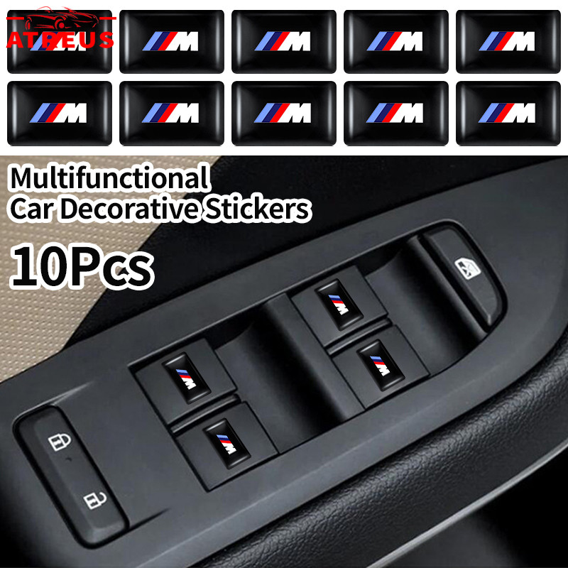 10 ชิ้น BMW M สติ๊กเกอร์โลโก้รถยนต์ 3D แบบสี่เหลี่ยม ขนาด 10x18 มม. สติ๊กเกอร์ตกแต่งรถยนต์ สำหรับ BMW M F30 F10 E90 E46 E60 G20 G60 E30 E39 E36 G30 F34 E92 G22 F44 M2 M3 M4