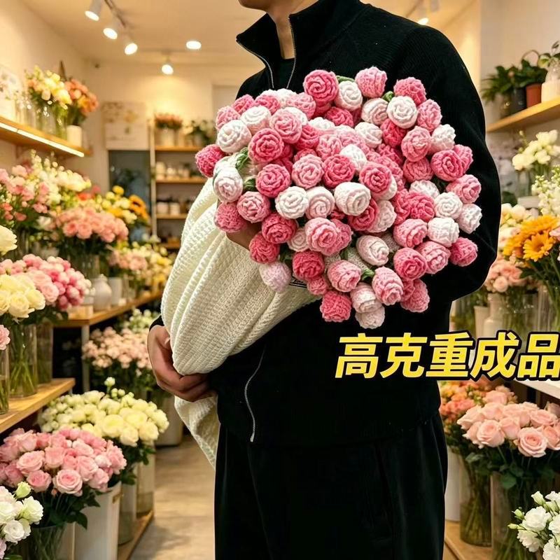 成品玫瑰花毛* 毯盖毯手工毯子披肩沙发办公室教师节礼物午睡高级Rose Bouquet Blanket, Finished Yarn, Hand Crocheted Flower Blanket, N