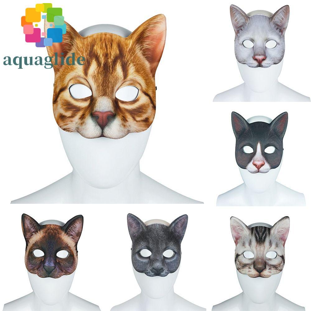 AQUAGLIDE Masquerade Mask Christmas Cat Party Supplies ผ้า Carnival Party Festival Furry Animal Eye 