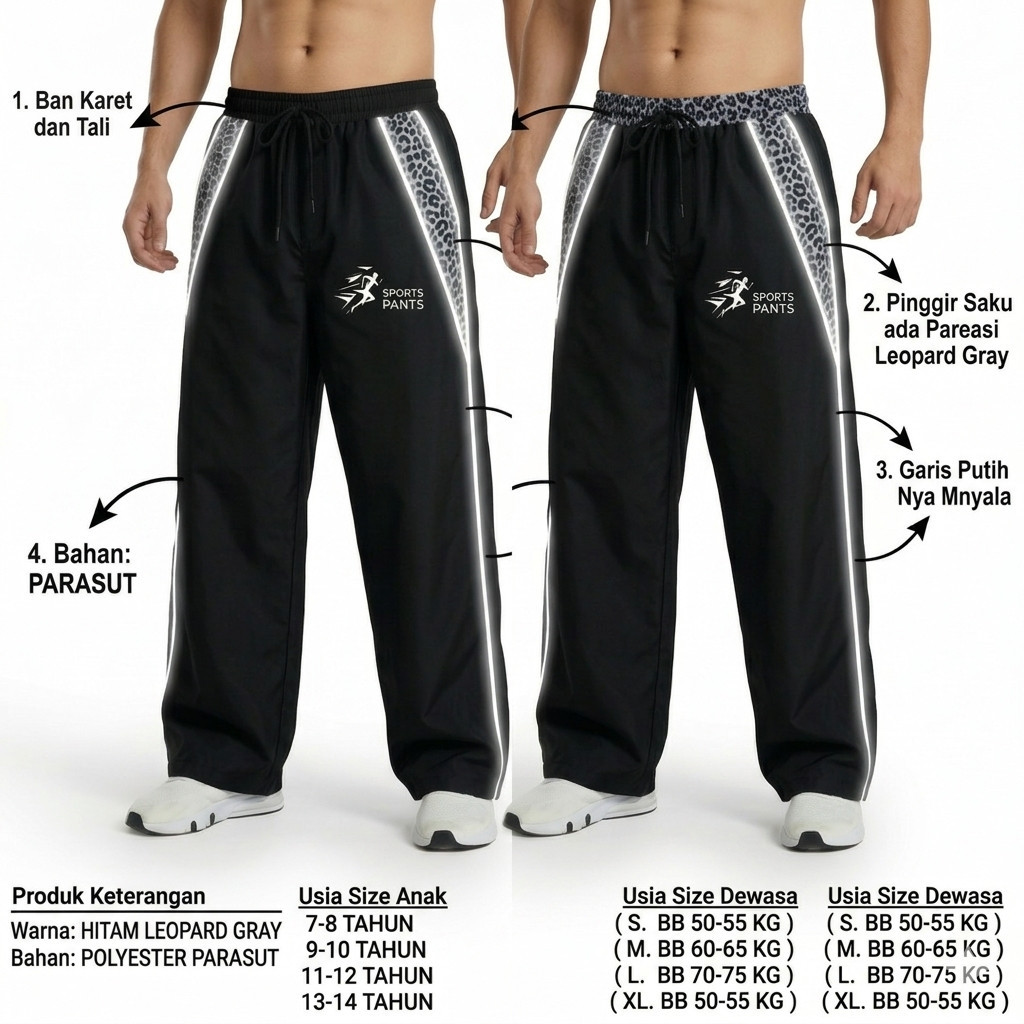Leopard PANTS C-15 Leopard PANTS Y2K สีดํา สีเทา PANTS Leopard Motif / สะท้อนแสง List PANTS