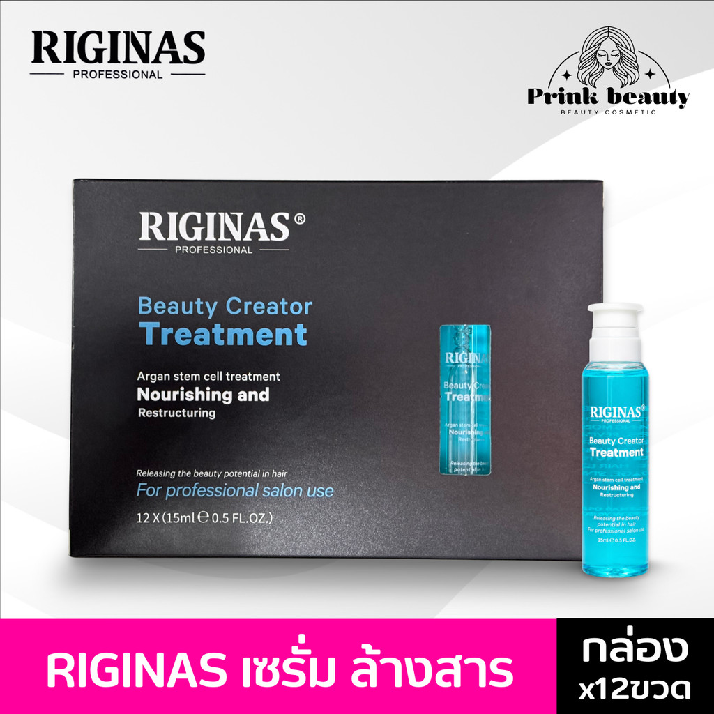 (1โหล/6ขวด) RIGINAS Professional เซรั่มล้างสารเคมี น้ำฟ้า ปิดเกล็ดผม 15ml. ริจินาส โปรเฟสชั่นนอล แทนอัลฟ่าพาร์ฟ