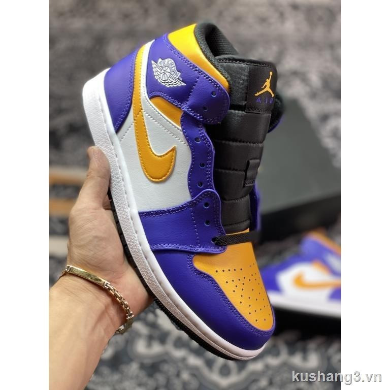 รองเท้าผ้าใบแฟชั่นผู้ชาย 1 Medium Lakers Breathable 2022 Dq8426-517
