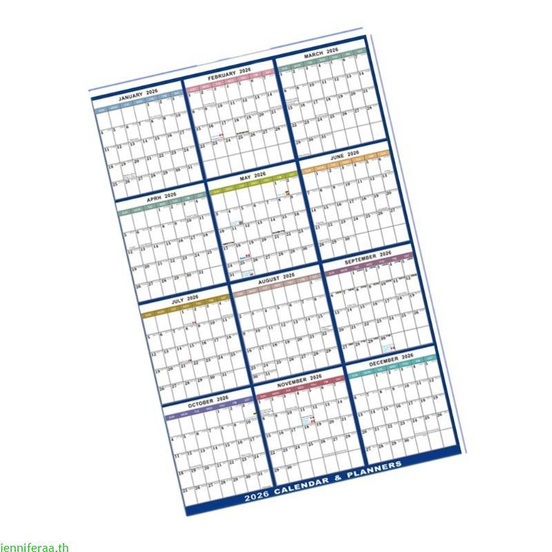 Jenniferaa 2026 ปฏิทินติดผนัง Planner 2026 Yearly Planner ปฏิทินลบได้ 59x88 ซม.