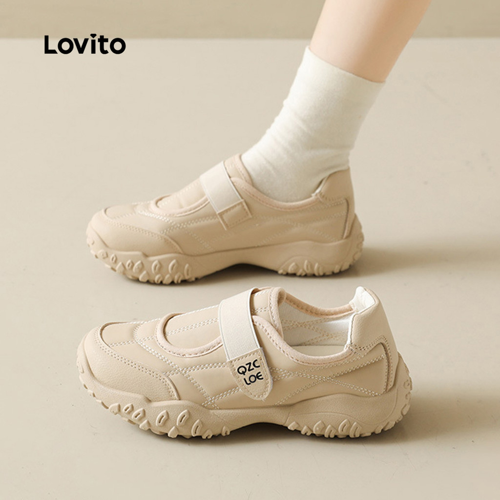 Lovito รองเท้าผ้าใบแฟชั่นสไตล์เกาหลีสุดคลาสสิกและอเนกประสงค์สำหรับผู้หญิง เหมาะสำหรับใส่ในชีวิตประจำวันและกิจกรรมกลางแจ้ง LFA106091