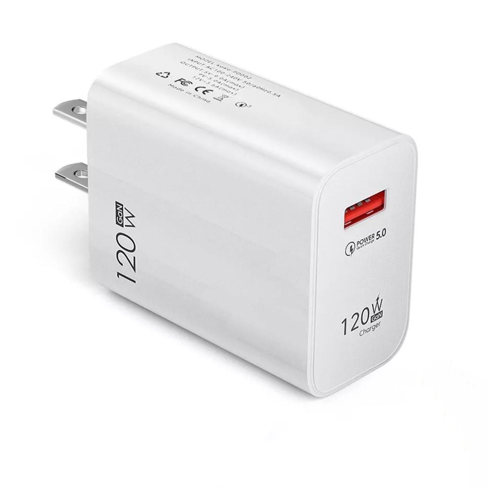 5.0 120W Fast Charger 120W อะแดปเตอร์ชาร์จ Dual Port USB Type Adapter สําหรับ Android และโทรศัพท์