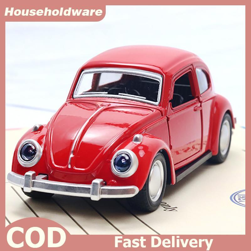 Hdth รถโลหะผสมรุ่น Beetle Vintage ประตูเปิดของเล่นเด็ก Motorcar เค้กตกแต่งอุปกรณ์เสริมสําหรับของขวัญ
