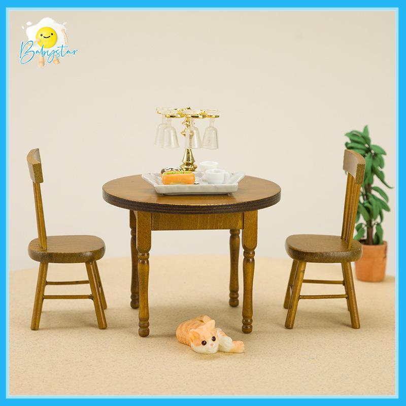 [Inthehot-t] Miniature Dollhouse โต๊ะรับประทานอาหารเก้าอี้เฟอร์นิเจอร์ชุด 1/3 ชิ้น 1:12 Scale ไม้ธรรมชาติสําหรับ DIY Dollhouse Decor เด็กแกล้งทําเป็นเล่นของขวัญ [ใหม่]