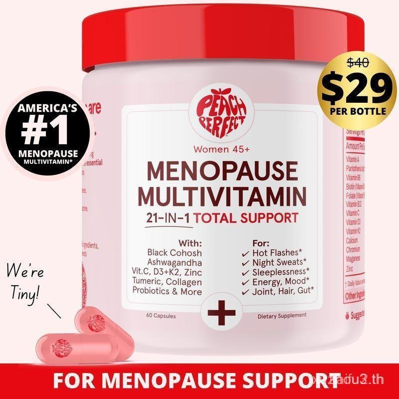 Peach Perfect Menopause Multivitamin -คป - 30 ลศศศศ - Black Cohosh, Ashwagandha, Vitamin C, D3+K2, Z
