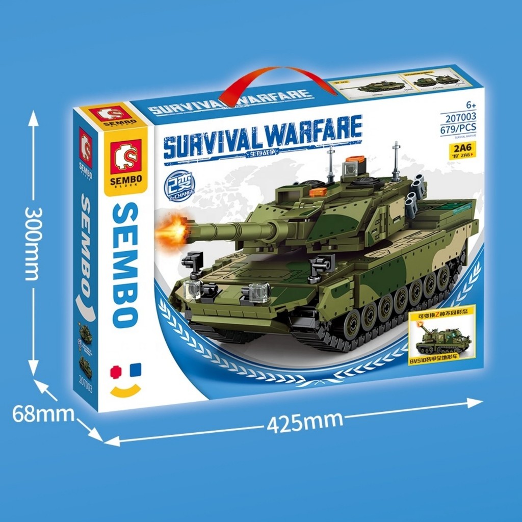 207003 WW2 Survival War M4 Medium Tank Armoured All-Terrain รถ Building Blocks ชุด 1:1 Scale ของเล่น