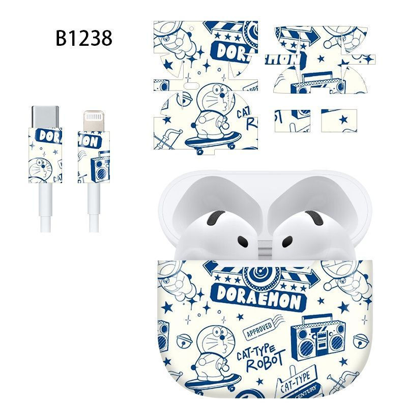 คําแนะนําขายร้อน เหมาะสําหรับ Apple AirPods 4 รวมทุกอย่างการ์ตูนฟิล์มป้องกันรอยขีดข่วนโปร่งใสฟิล์มสี