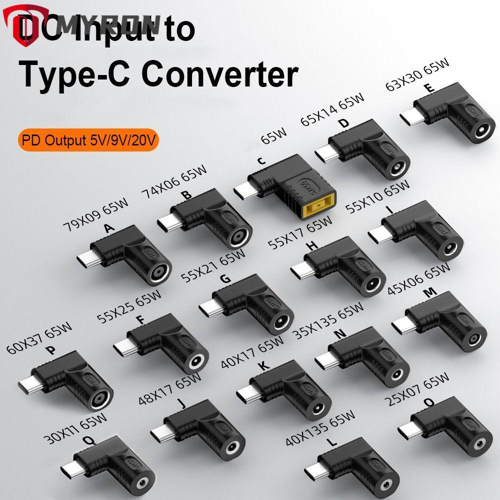 MYRON DC to Type C Converter ทนทาน 5v 9v 12v USB C Connector PD 65W สําหรับโทรศัพท์แล็ปท็อปพีซี