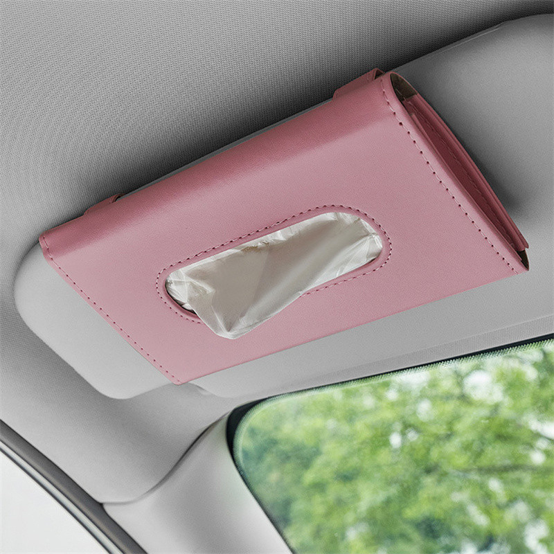 <LK> 1PC กล่องกระดาษทิชชู PU รถ Sun Visor แขวนผู้ถือกล่องกระดาษทิชชูรถ Auto ภายในอุปกรณ์ตกแต่ง