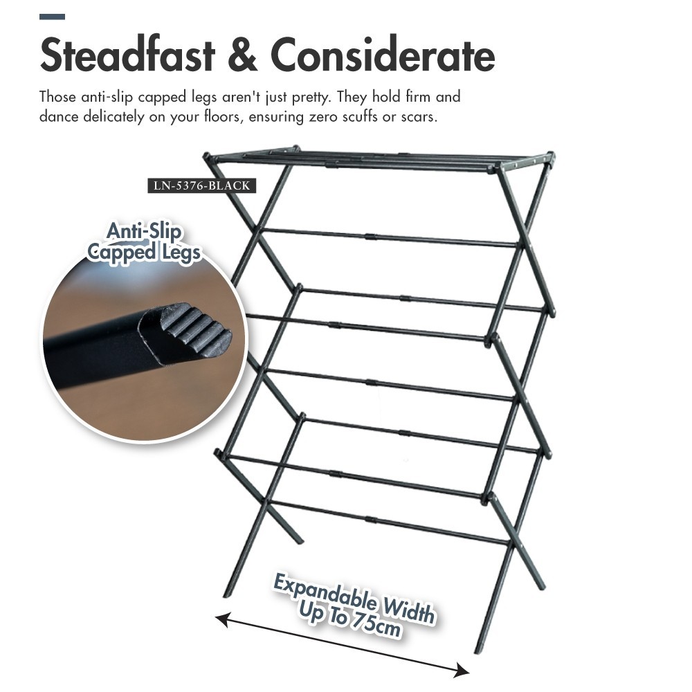 SLIM Compact X Extendable Drying Rack (Grey) - Laundry | Rack | Organizer | Towels