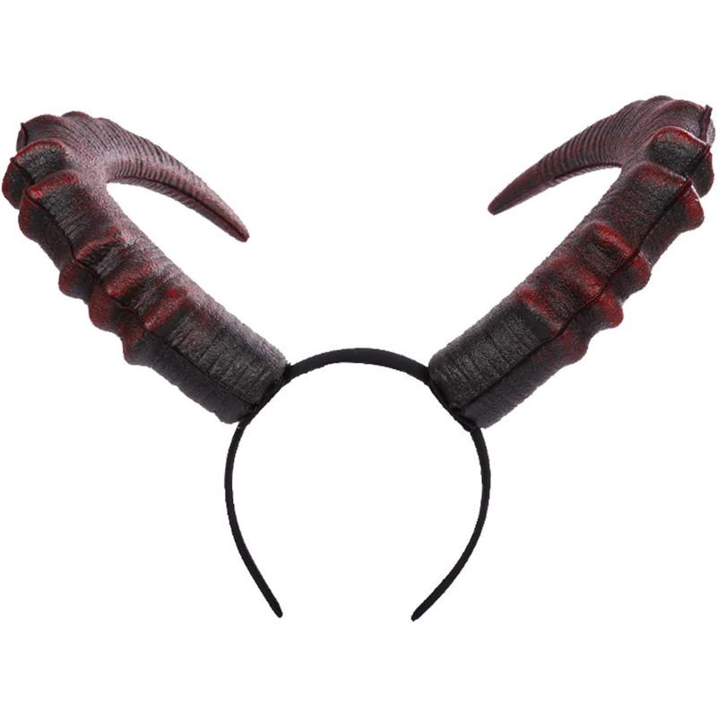 Demon Horns ที่คาดผม Gothic Devil Krampus Horns คอสเพลย์สําหรับฮาโลวีน