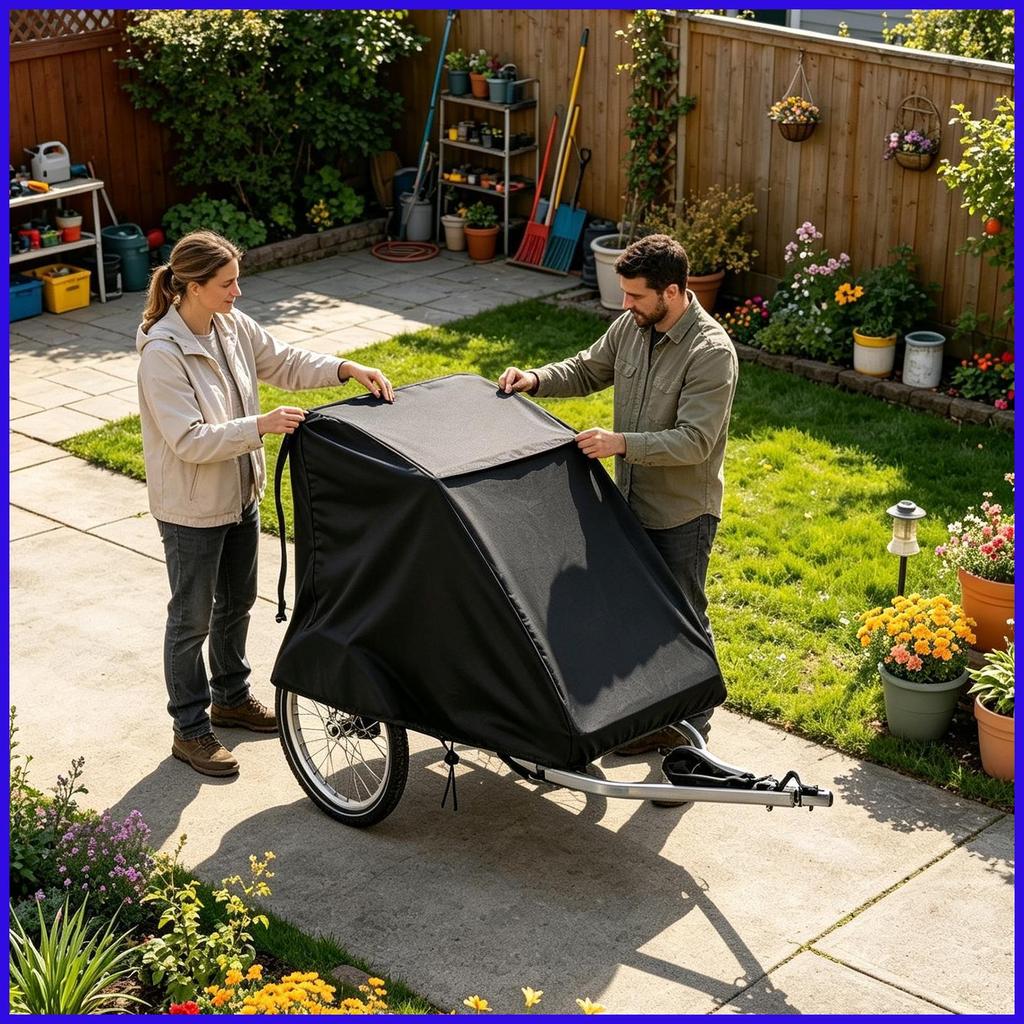 จักรยาน Cargo Trailer Cover Windproof Bike Cargo Drawstring Storage จักรยาน Trailer กันฝุ่นสําหรับ M