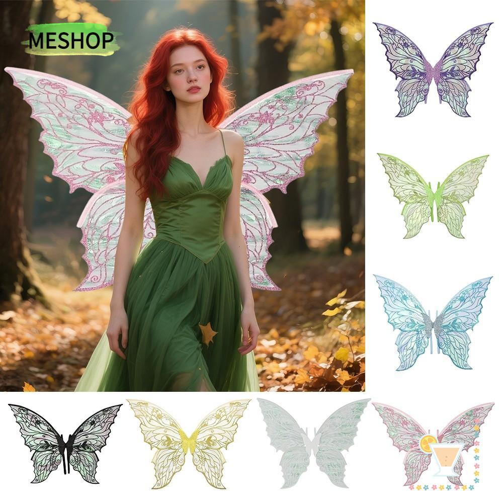 MESHOPTH Angel Wings, Princess Angel Wing Dress UP Fairy Wings, Organza Sparkling Butterfly Wings Pa