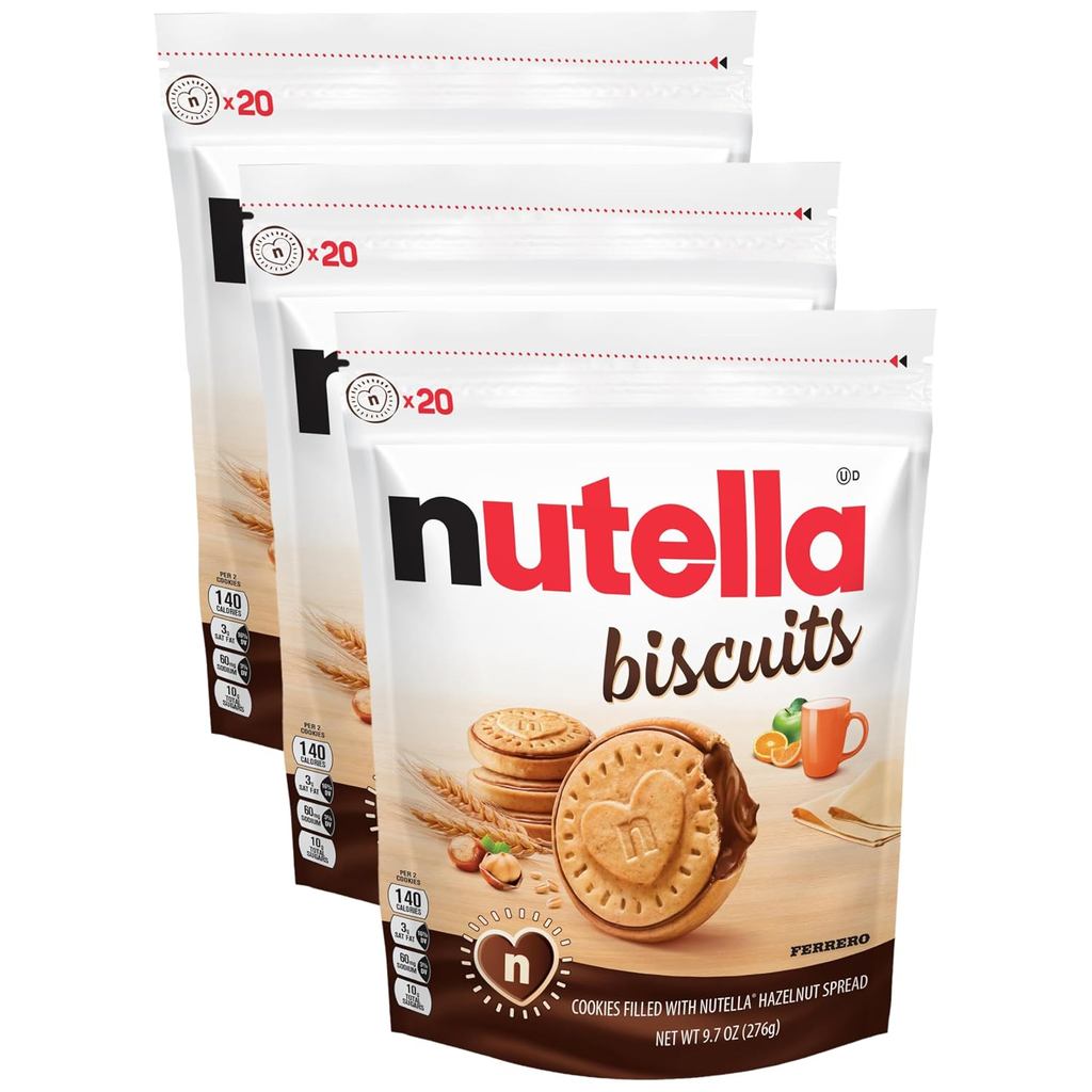Nutella Biscuits, Hazelnut Spread With Cocoa, Sandwich Cookies, 20-Count Bag (แพ็ค 3 ชิ้น)