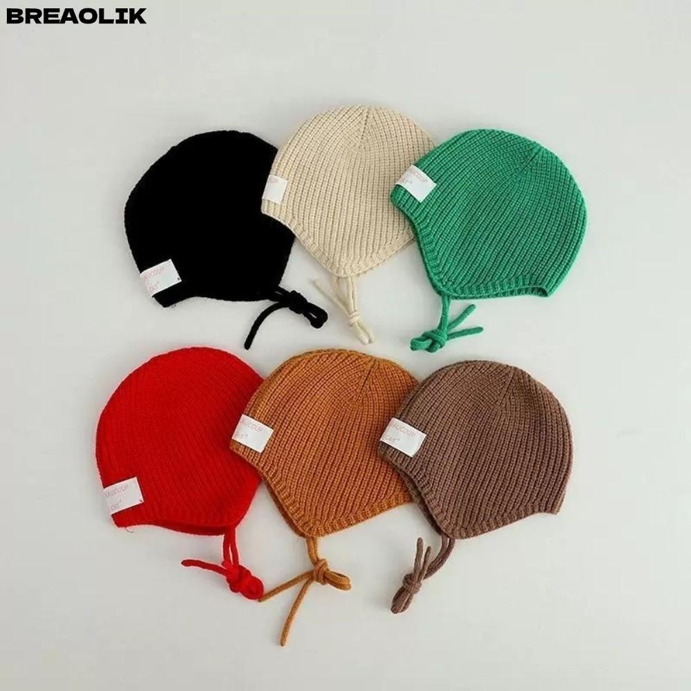 BREAOLIC Pullover Cap, Coldproof Warm Ear Protection Hat, หมวกถักกันลม 0-3Y