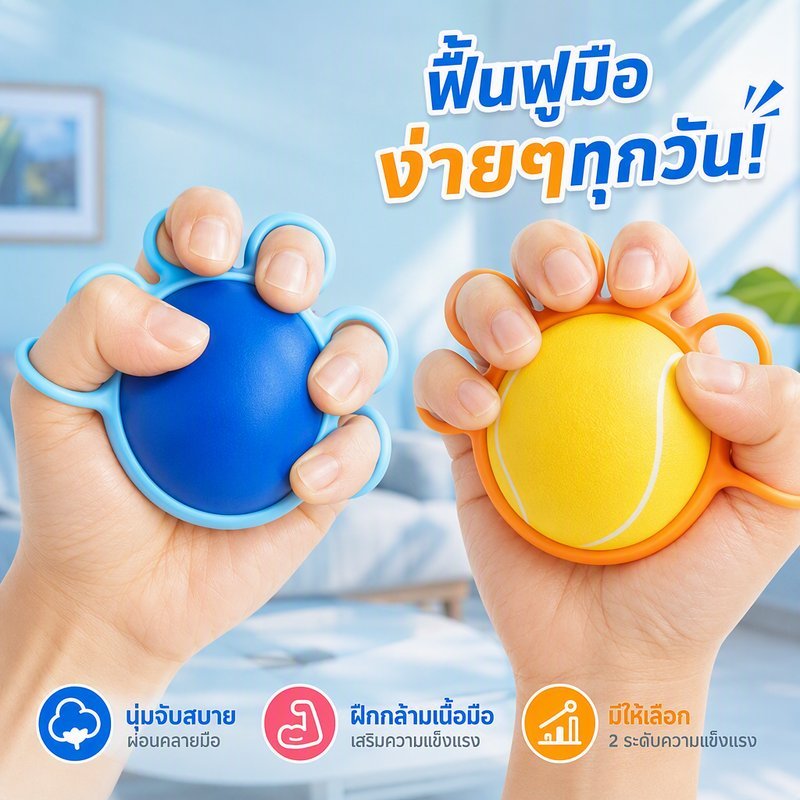 ลูกบอลบีบฟื้นฟูมือ ซิลิโคนนุ่ม จับสบาย คลายเครียด บริหารนิ้ว มือ ข้อมือ พกพาง่าย