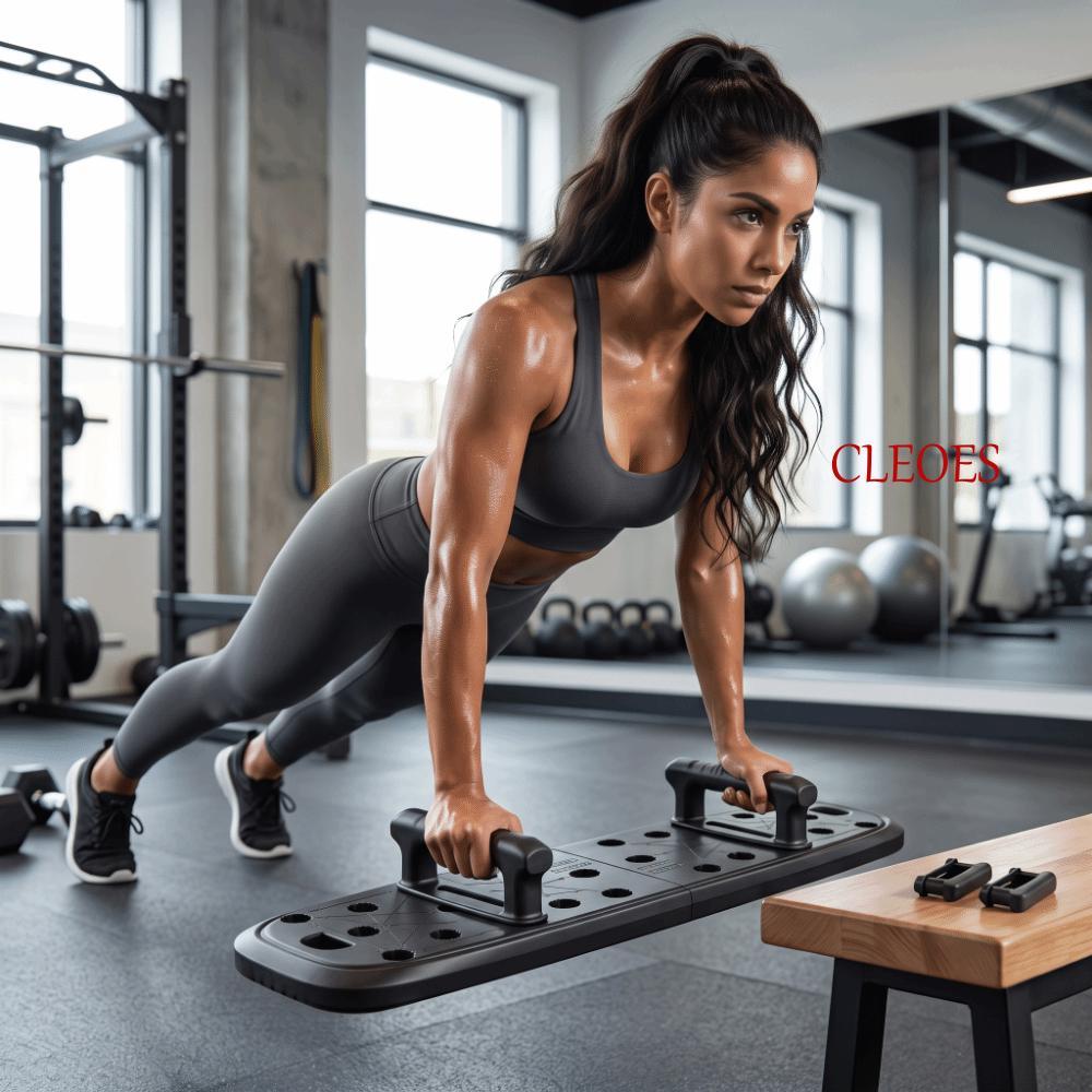 CLEOES Push-Up Stands, พับได้พร้อมที่จับ Push-Up Board, Dip Stands แบบพกพาลื่น Strength Training Pus