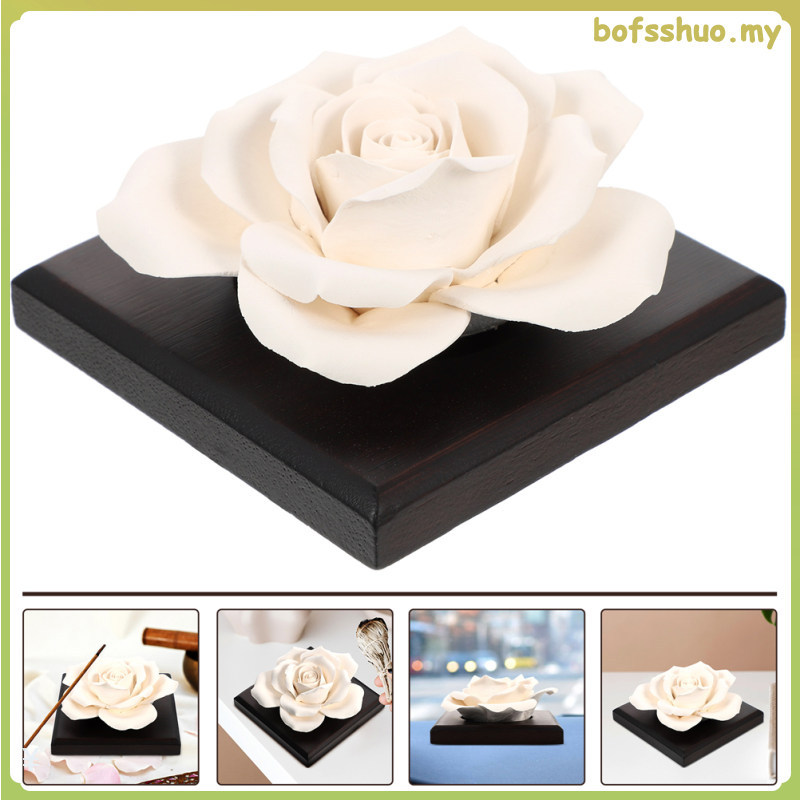 2 ชิ้น Essential เซรามิค Diffusers สําหรับ Home Flower Aromatherapy 8.5X8.5X4 ซม.สีดํา boofsshuo