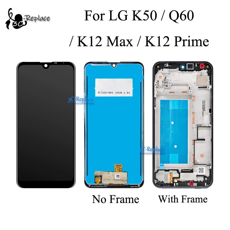 6.26 นิ้วสําหรับ LG K50 / Q60 / K12 Max / K12 Prime LCD DIsplay Touch Screen Digitizer Assembly อะไห