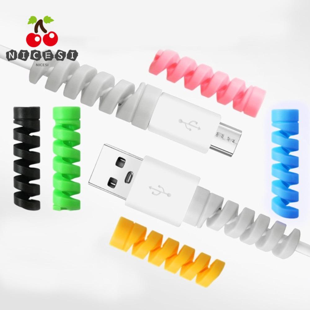 NICESI Cable Trimmer, 7 สี TPR Data Cable Protective Sleeve, Anti ดัดน้ําหนักเบาป้องกันการแตกหัก Spiral Winding อุปกรณ์