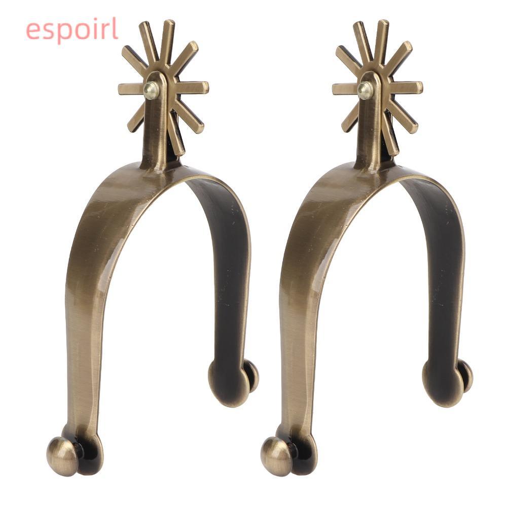 ESPOIR 2pcs Horse Spurs, Vintage Zinc Alloy Western Spurs, ทนทานทองเหลือง Bronze Rotatable Gear Rust