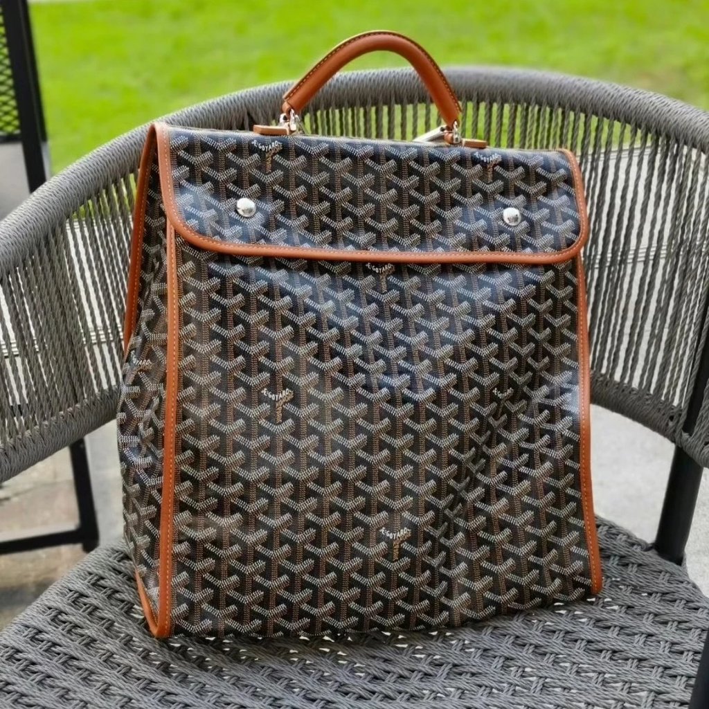 Goyard ฟันสุนัข Saint Leger กระเป๋าเป้สะพายหลังมัลติฟังก์ชั่นพิมพ์หนัง Calfskin กระเป๋าเป้สะพายหลังแ