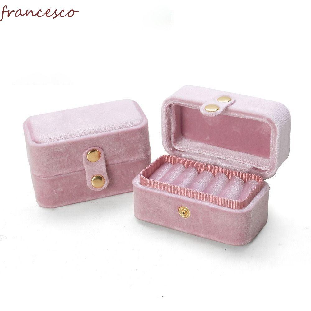 FRANCESCO Mini Ring Storage Box, Jewlery Organizer Ear Studs Case กล่องแหวนกํามะหยี่, อเนกประสงค์ประ