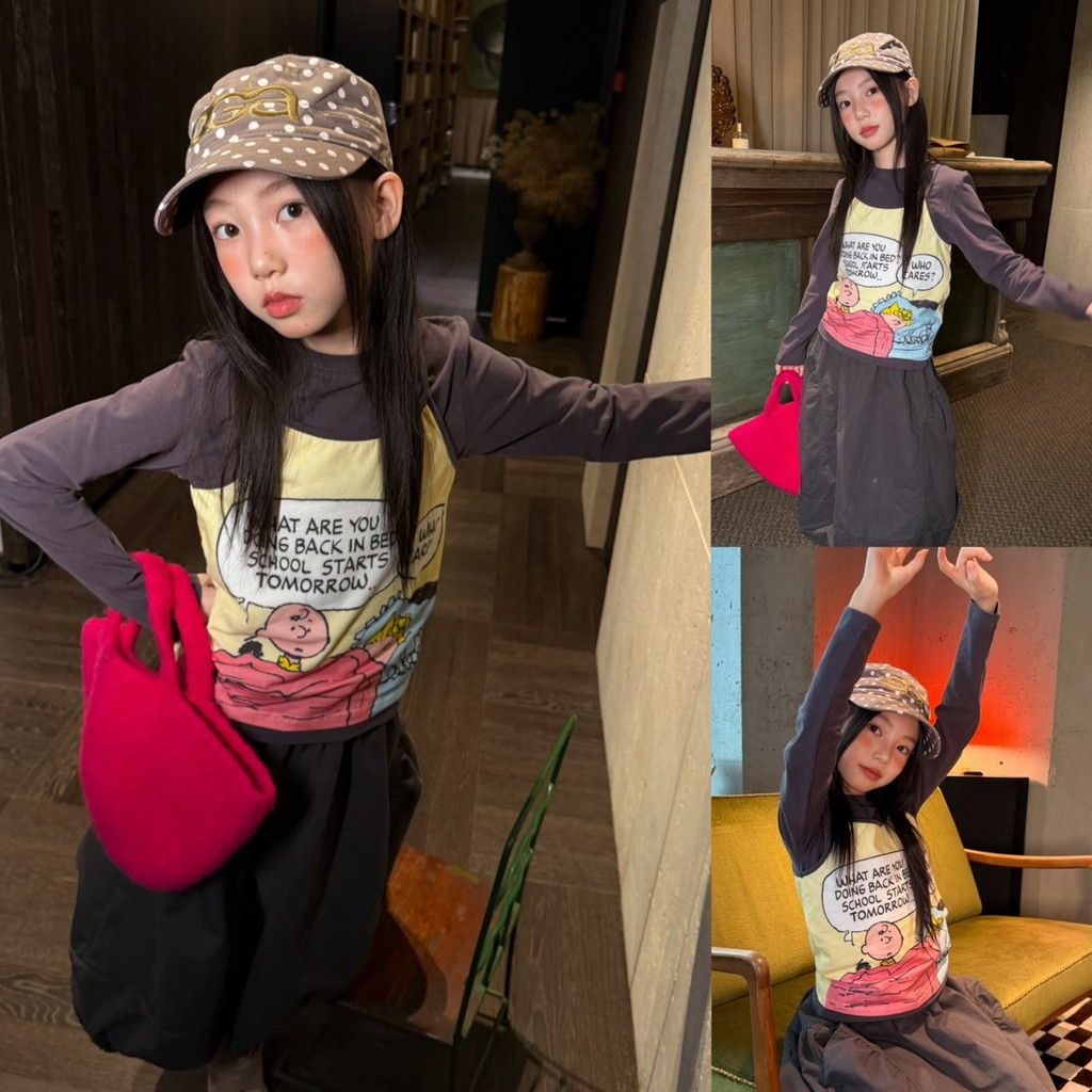 PRETTY BABY เสื้อแขนยาวเด็ก งาน 2 ชิ้น เสื้อสายเดี่ยว+เสื้อแขนยาว แฟชั่นเด็ก(2441)