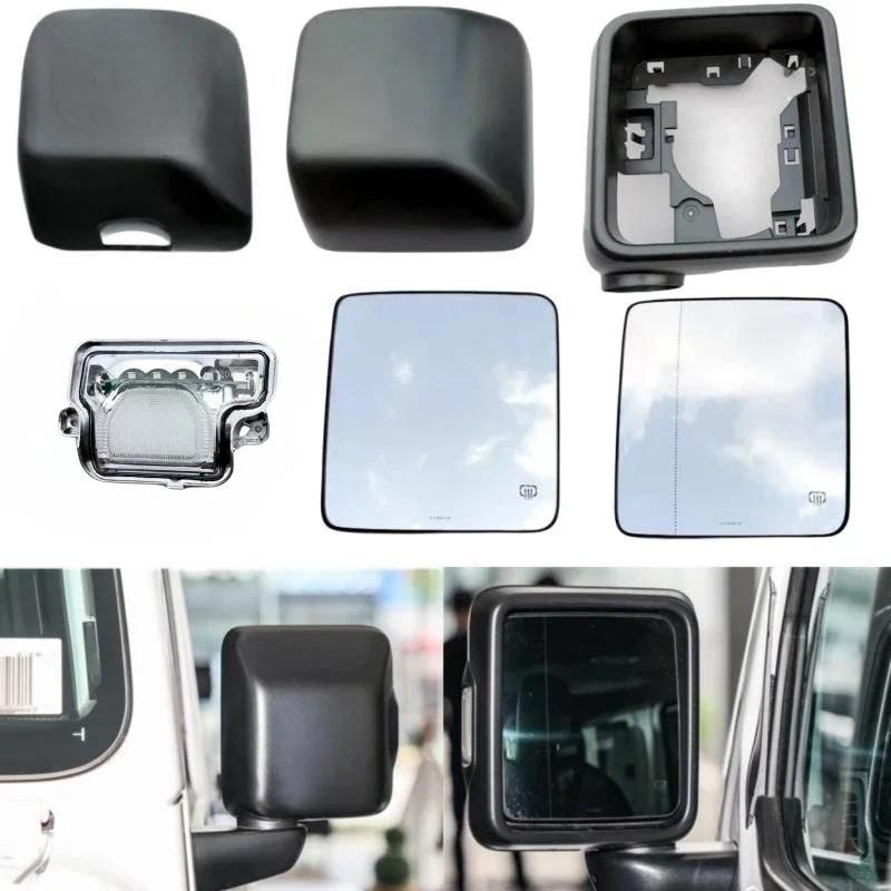 กระจกมองหลังกรอบกระจกเลนส์ไฟแสดงสถานะสําหรับ Jeep Wrangler JL 2.0L L4 V6 18-23 Gladiator 3.0L 3.6L 2