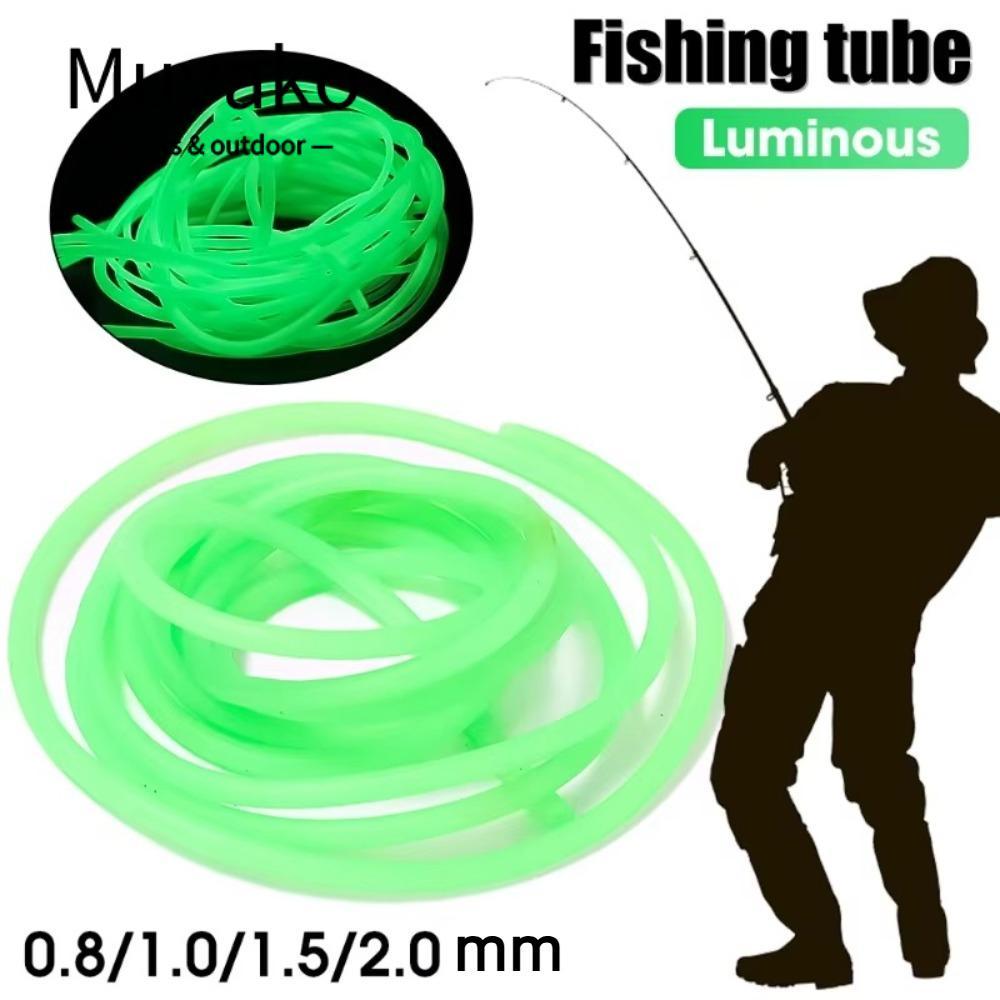 MUVAKO สายยางส่องสว่าง, ซิลิโคนสีเขียวตกปลา Night Luminous Tube, 0.8/1/1.5/2mm Hook Line ท่อเรืองแสง