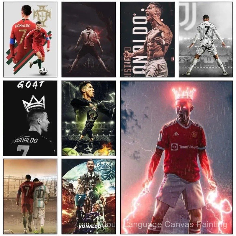 ฟุตบอล Star C-CR7 โปสเตอร์ Art Cafe Bar Room ตกแต่งผนัง,ไม่มีกรอบผ้าใบจิตรกรรมของขวัญ YL2F