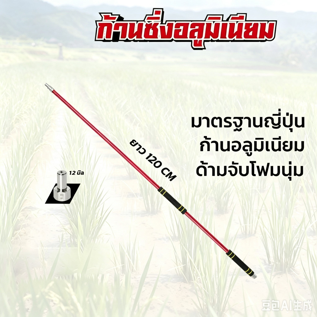 ก้านพ่นยา ก้านแดง อลูมิเนียม ยาว120ซม หัวพ่น1.2มิล น้ำหนักเบา ด้ามจับโฟม อลูมิเนียมเกรดกันน้ำไม่เป็นสนิม ด้ามพ่นยาซิ่ง