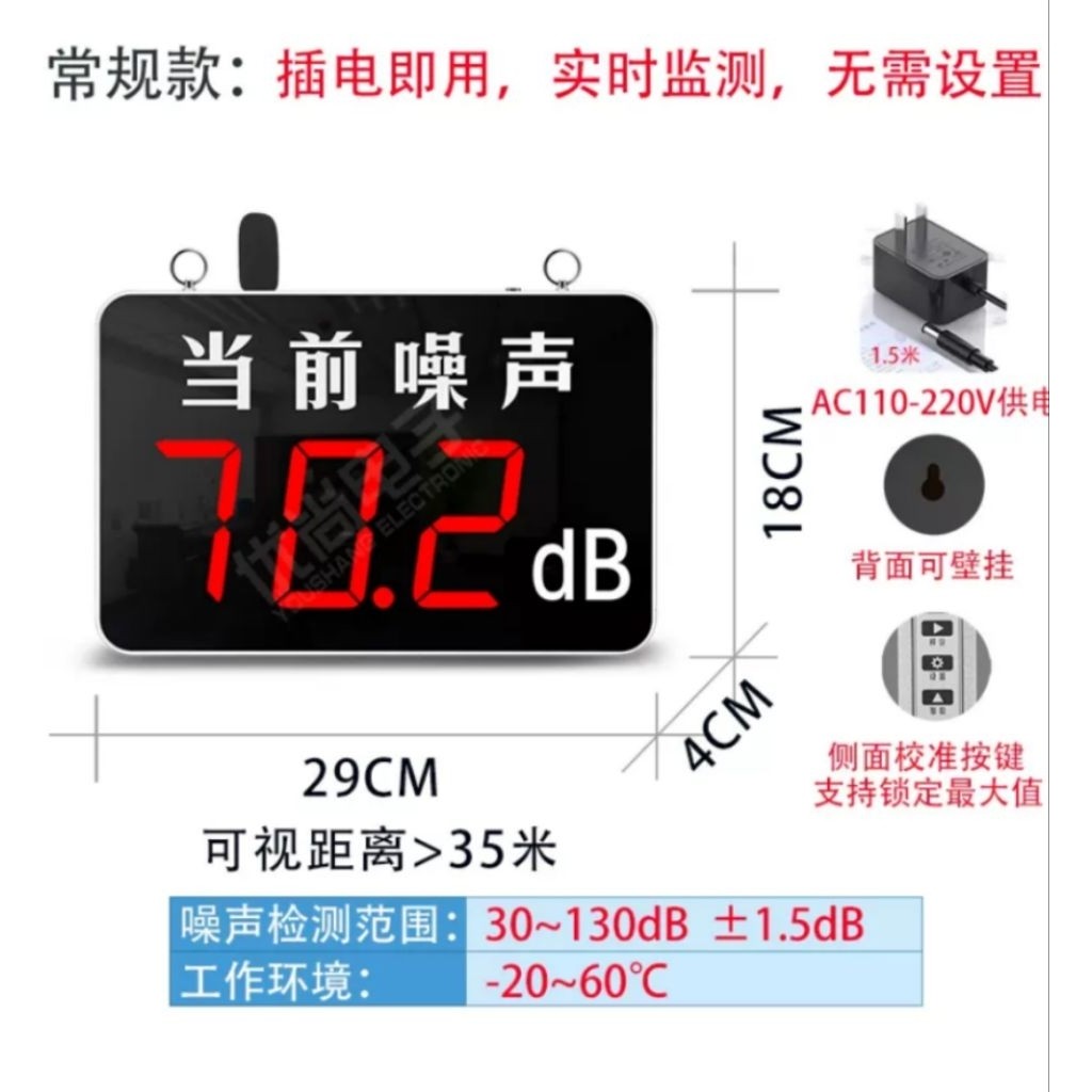 จอแสดงระดับเสียงขนาดใหญ่ (Site Noise dB Display) เครื่องวัดระดับเสียง วัดความดัง…