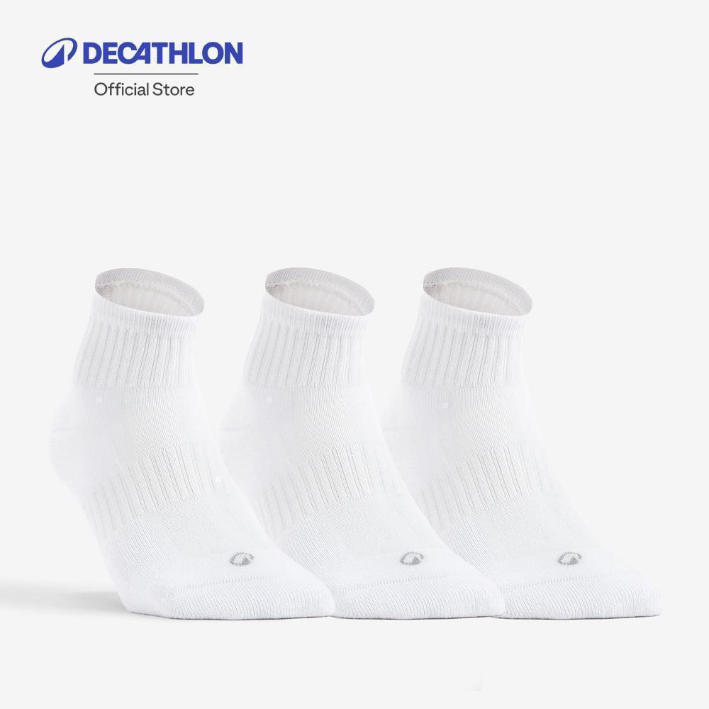 Decathlon Mid-High Sports Socks Tri-Pack Rs 500 ถุงเท้ากีฬาข้อกลางรุ่น Rs 500 แพ็ค 3 คู่ - White