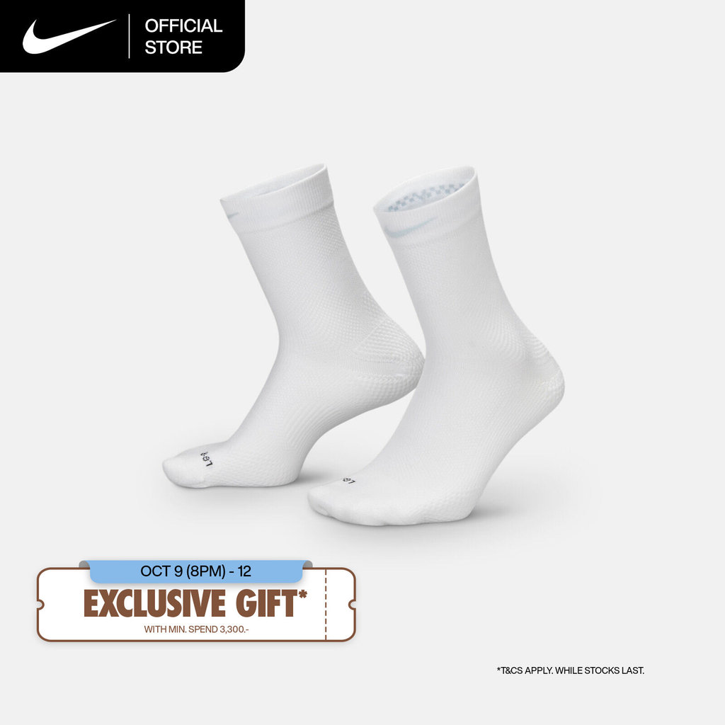 NIKE جوارب جري خفيفة Micro-Crew — أبيض