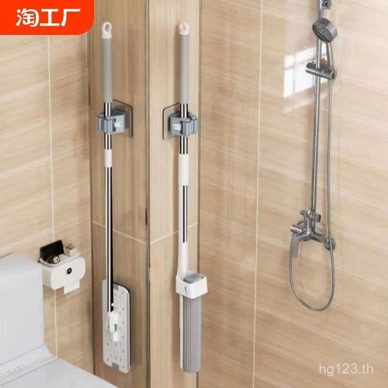 Artifact แขวนห้องครัว Mop Rack ติดผนังพรุนฟรีห้องน้ําที่มีประสิทธิภาพโหลด-Bearing ห้องน้ําไม้กวาด Ho