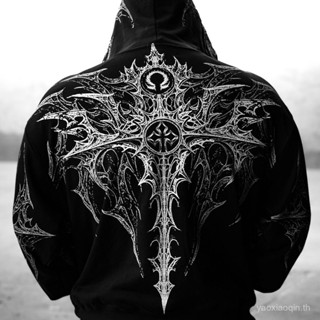 Breathevinity เสื้อฮู้ดี้สไตล์กีฬา พิมพ์ลาย Terry.Zipper ขนา…