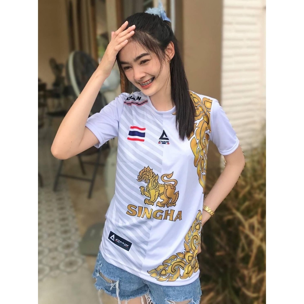 Thai Pim White Athletic Shirt เสื้อยืดคอกลม Unisex