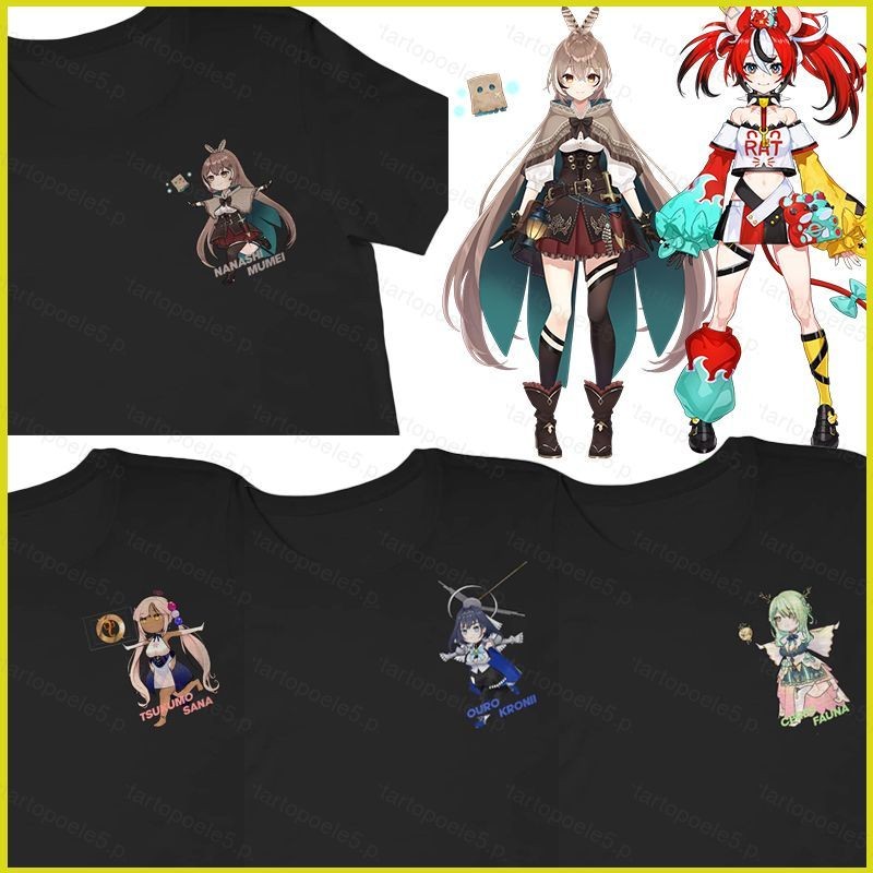 เสื้อยืดHololive แขนสั้น แบบลำลอง มีไซต์พิเศษ กราฟิก Mumei Ceres Kronii