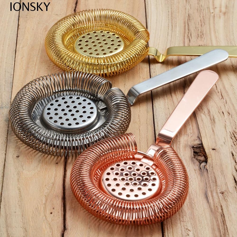 IONSKY Bar Strainer, ที่กรองค็อกเทลกันลื่นแบบถอดได้, Drinkware Stainless Steel Professional Wine Filter Bar