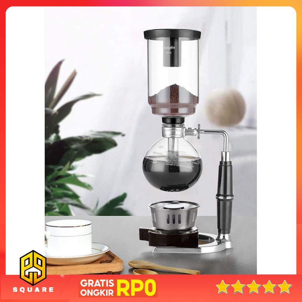 Eworld Syphon เครื่องชงกาแฟ Manual Brew หม้อสูญญากาศ 5 ถ้วย 500ml - JF99 Original 99 Square