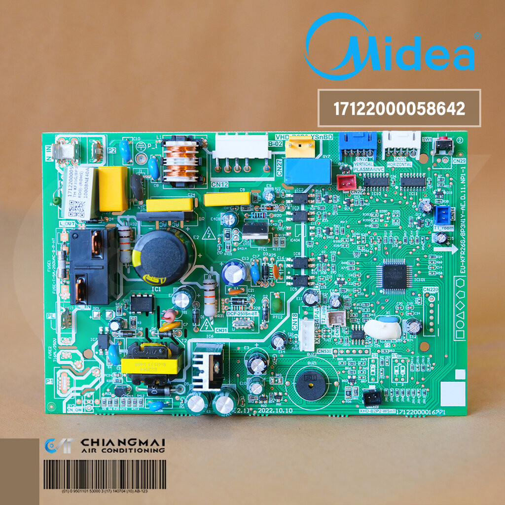 17122000058642 แผงวงจรแอร์ Midea แผงบอร์ดแอร์ไมเดีย บอร์ดคอยล์เย็น รุ่น MSAF-12CRDN8-IDU, MSAFB-12CRDN8-QC0-1